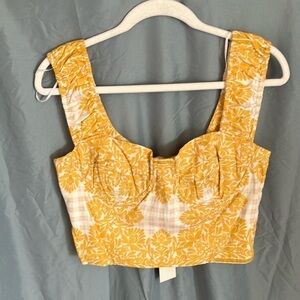 Du Paradis: Marigold cropped, side zip, thick strap top- L